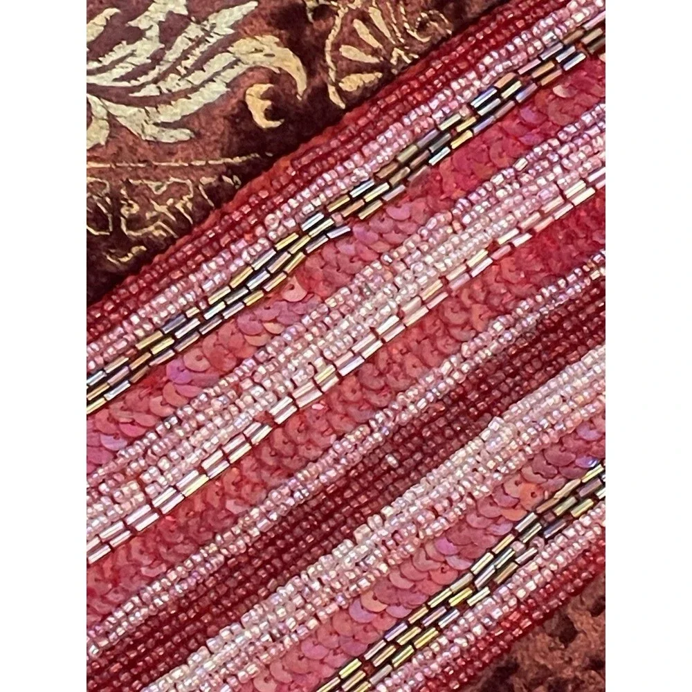 Vintage Velvet Beaded Table Runner 14x70